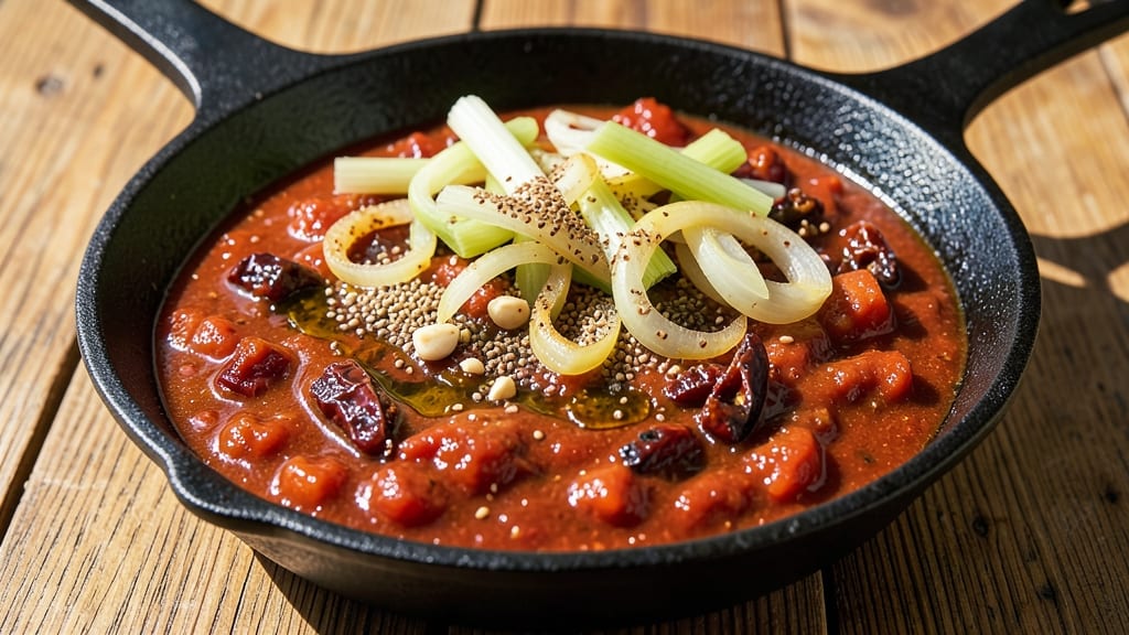 Authentic Mexican Tomato Sauce Recipe: Celery Crown Crunch Over Bright Tomato Base