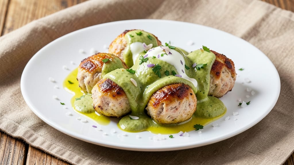 Baked Salmon Meatballs With Creamy Avocado Sauce Recipe: Flaky Fish and Rich Avocado Fusion