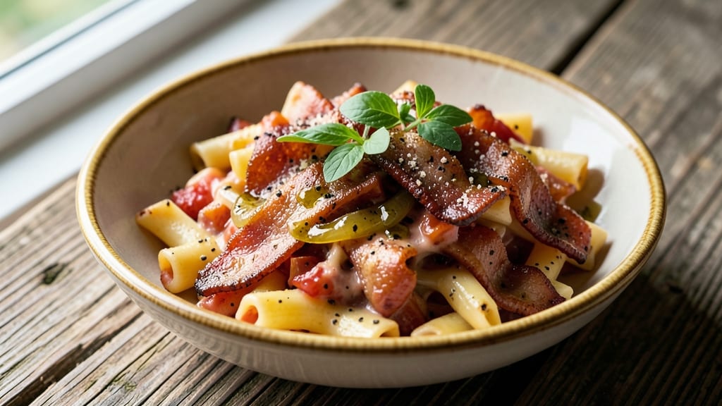 Bacon Pasta Sauce Recipe: Smoky Crispy Bits Over Creamy Tomato Base