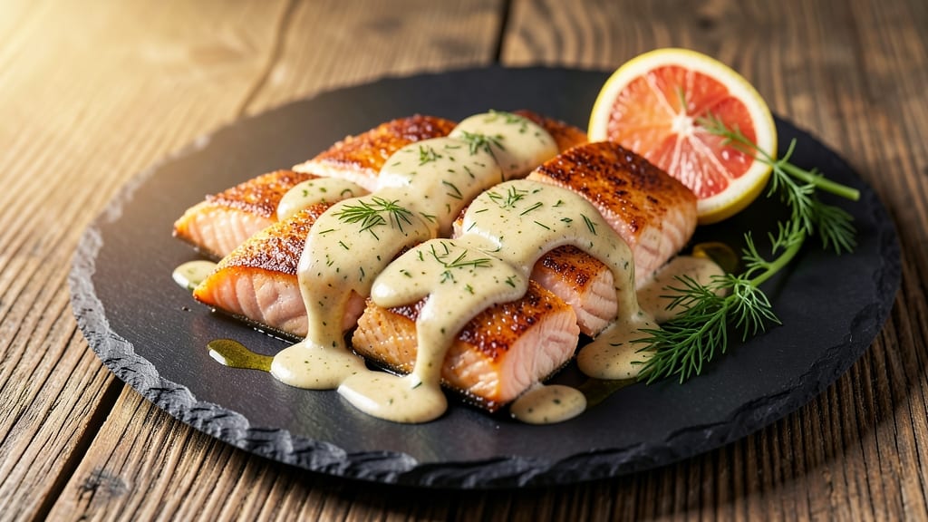 Baked Salmon With Mustard Dill Sauce Recipe: Crispy Skin and Herby Tang in One Dish