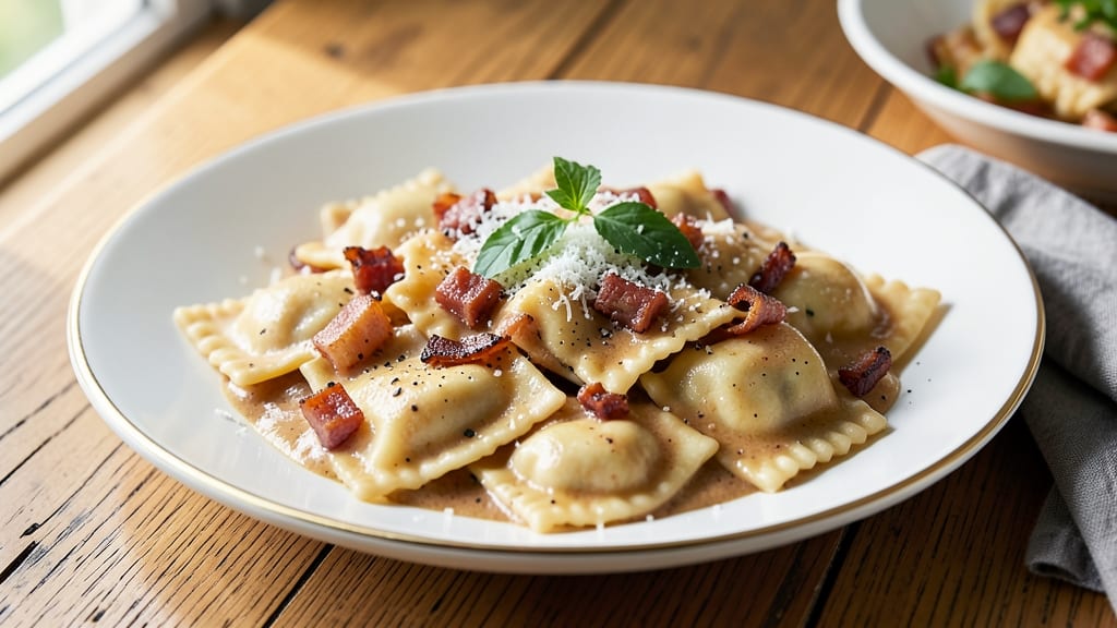 Bacon Carbonara Ravioli Sauce Recipe: Smoky Guanciale-Kissed Cream Without Clumps