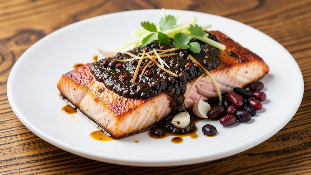Baked Salmon with Black Bean Sauce Recipe: Smoky Chipotle and Celery Crown Harmony