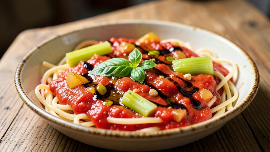 Alma Wahlberg's Spaghetti Sauce Recipe: Smoky Chipotle Tomato Depth With Celery Crown Crunch