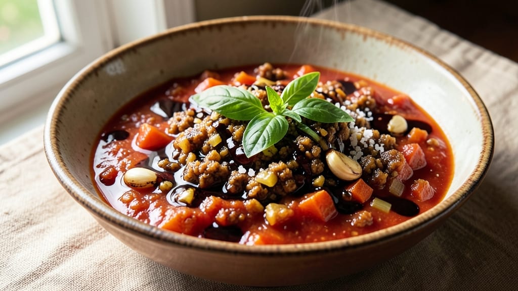 Alex Guarnaschelli's Spaghetti Sauce Recipe: Celery Crown Crunch Over Slow-Simmered Tomato Base