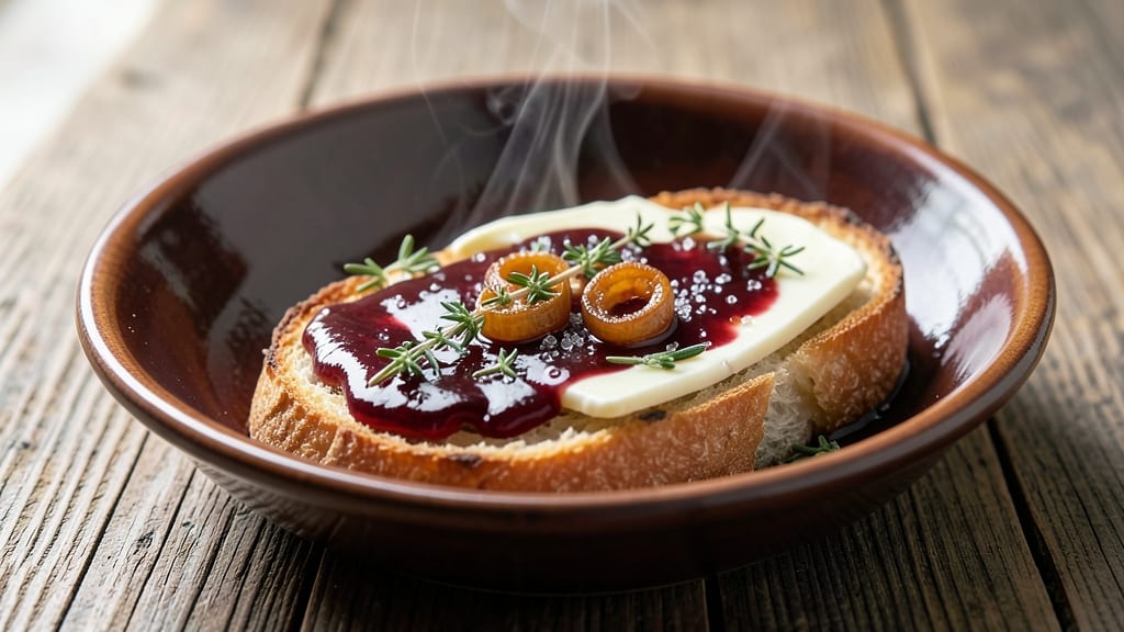 Banyuls Sauce Recipe: Deep Red Wine Reduction With Toasted Bread Crunch